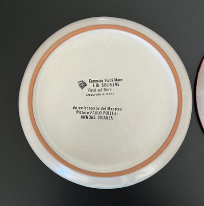 Ceramica Vietri Mare 40th anniversary plates after Paolo Polli, Italy 1990