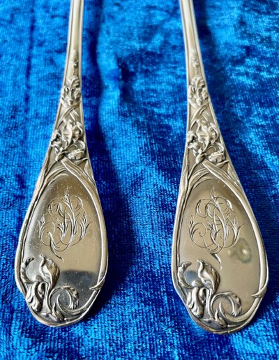 Art nouveau salad servers.