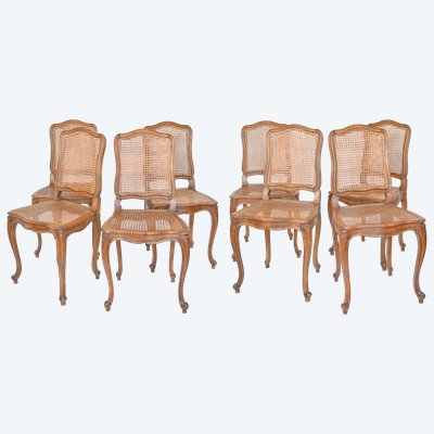 Suite of 8 Louis XV caned chairs