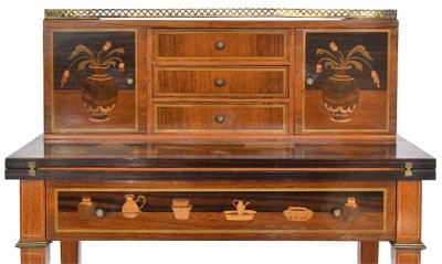 Bureau bonheur du jour en marqueterie dans le goût de Charles Topino