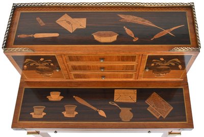 Bureau bonheur du jour en marqueterie dans le goût de Charles Topino
