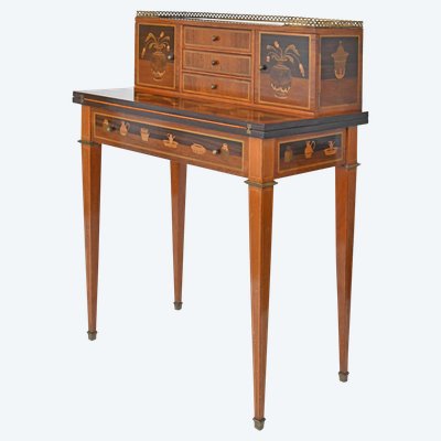 Bureau bonheur du jour en marqueterie dans le goût de Charles Topino