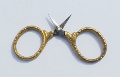 Tiny Pair Of Scissors For Sewing Kit Miniature Doll Little Monster Gold Metal