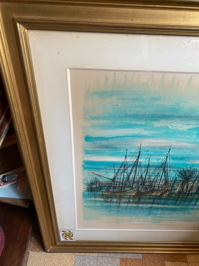 gLarge lithograph signed by Carzou , les Barques