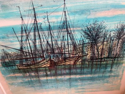 gLarge lithograph signed by Carzou , les Barques