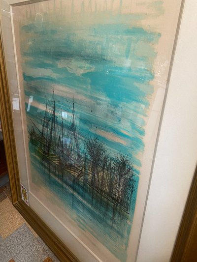 gLarge lithograph signed by Carzou , les Barques