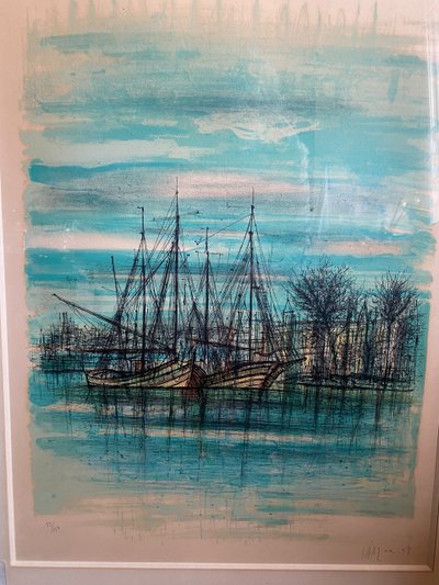 gLarge lithograph signed by Carzou , les Barques