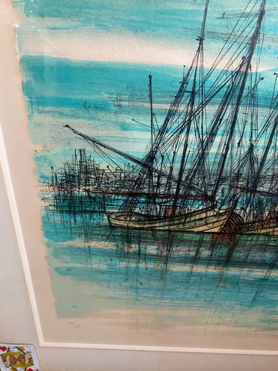 gLarge lithograph signed by Carzou , les Barques