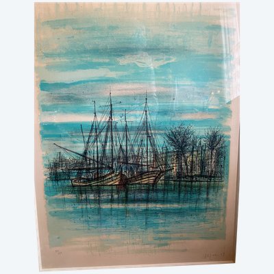 gLarge lithograph signed by Carzou , les Barques