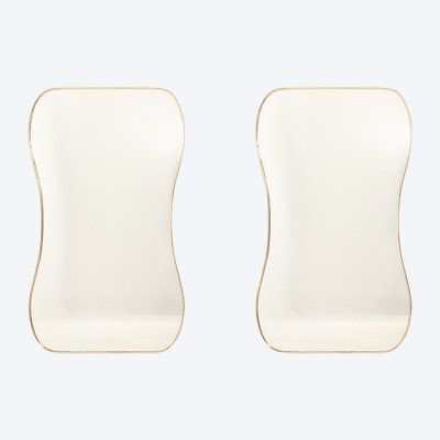 Pair of mirrors in the taste of Gio Ponti. Circa 1970. LS6350859M