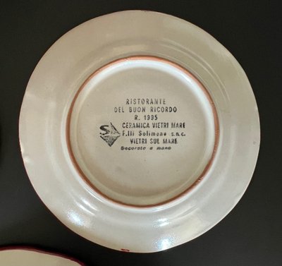 Piatti del Ristorante del Buon Ricordo "Italia" di Ceramica Vietri Mare, Italia 1995