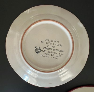Piatti del Ristorante del Buon Ricordo "Italia" di Ceramica Vietri Mare, Italia 1995