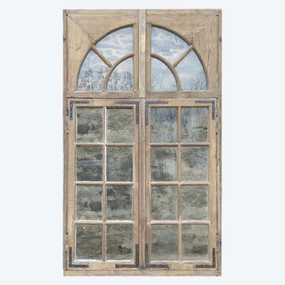 19th Century Oak Window Complete With Transom And Door Frame
