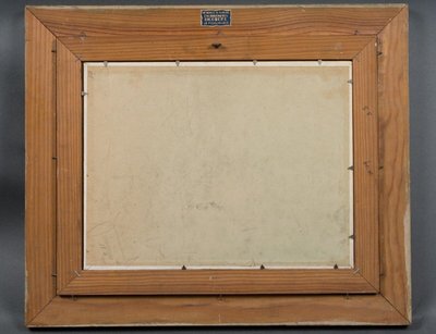 Olio su tavola Scena di cavalieri 1960 Cornice dorata