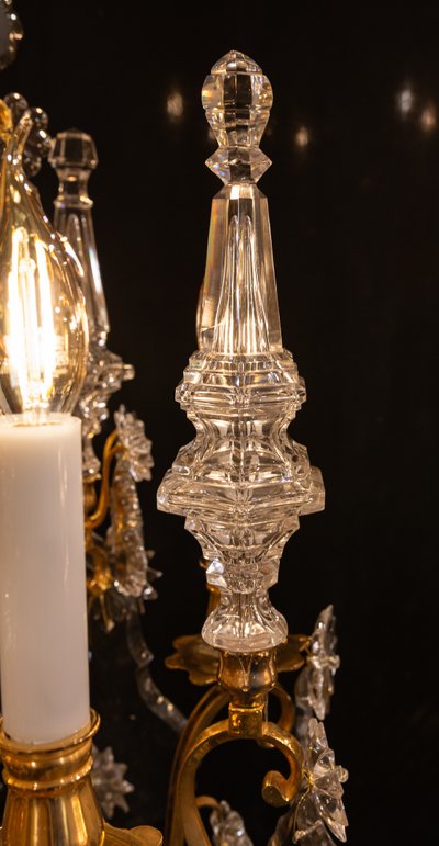 Signed by Baccarat Style Louis XV Style Gilded Bronze and Crystal Chandelier, circa 1890