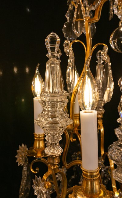 Signed by Baccarat Style Louis XV Style Gilded Bronze and Crystal Chandelier, circa 1890