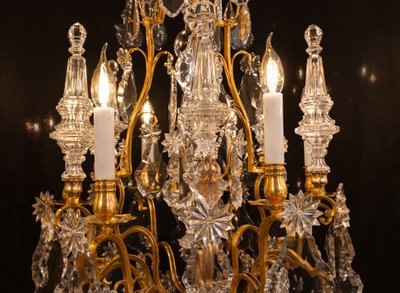 Signed by Baccarat Style Louis XV Style Gilded Bronze and Crystal Chandelier, circa 1890