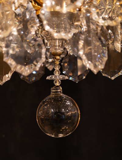 Signed by Baccarat Style Louis XV Style Gilded Bronze and Crystal Chandelier, circa 1890