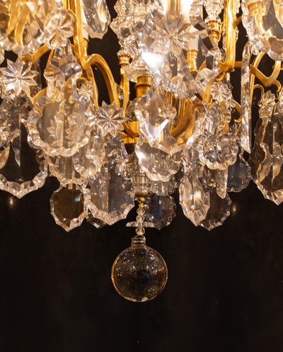 Signed by Baccarat Style Louis XV Style Gilded Bronze and Crystal Chandelier, circa 1890
