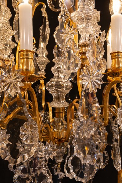 Signed by Baccarat Style Louis XV Style Gilded Bronze and Crystal Chandelier, circa 1890