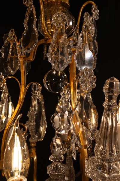 Signed by Baccarat Style Louis XV Style Gilded Bronze and Crystal Chandelier, circa 1890