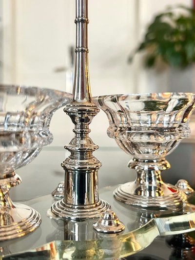 Crystal and Silver Metal Salt Shakers - Salt Pepper Condiments