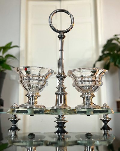 Crystal and Silver Metal Salt Shakers - Salt Pepper Condiments
