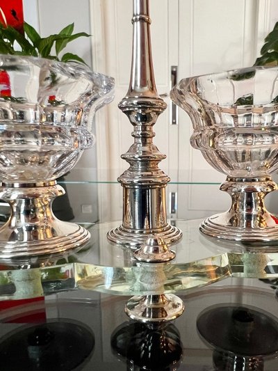 Crystal and Silver Metal Salt Shakers - Salt Pepper Condiments