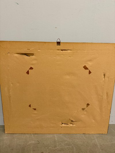Oil painting on canvas friars artists in studio. Signed Grilli. 20th cent, mis 63x71cm