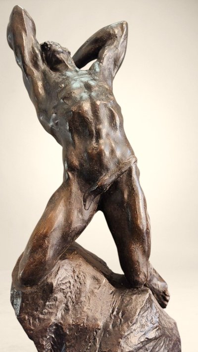 Effort Extrême - Potente scultura in bronzo di Alfredo Pina (1883-1966)