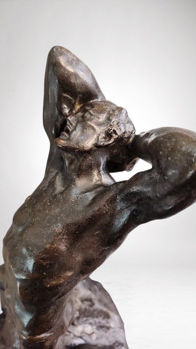 Effort Extrême - Potente scultura in bronzo di Alfredo Pina (1883-1966)