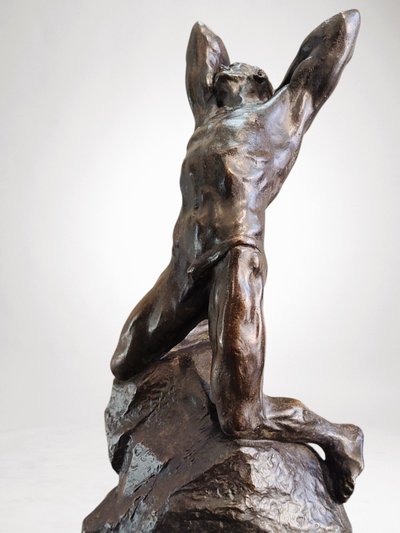 Effort Extrême - Potente scultura in bronzo di Alfredo Pina (1883-1966)