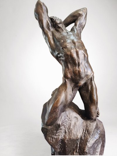 Effort Extrême - Potente scultura in bronzo di Alfredo Pina (1883-1966)