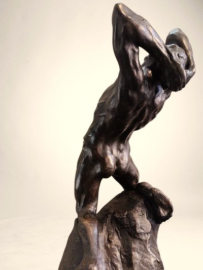Effort Extrême - Potente scultura in bronzo di Alfredo Pina (1883-1966)