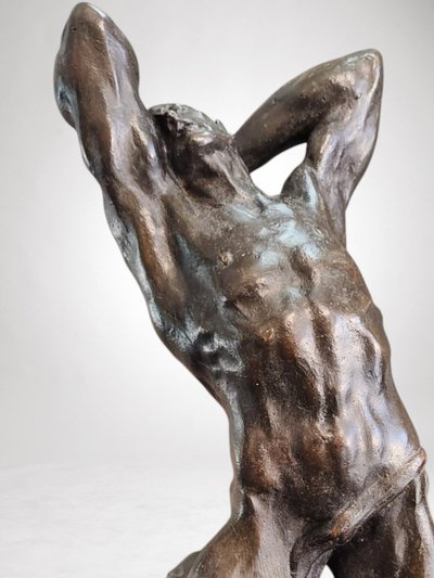 Effort Extrême - Potente scultura in bronzo di Alfredo Pina (1883-1966)