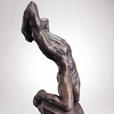 Effort Extrême - Potente scultura in bronzo di Alfredo Pina (1883-1966)