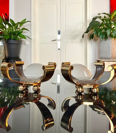 Coppia di lampade in bronzo Art Déco - Luci a colonna
