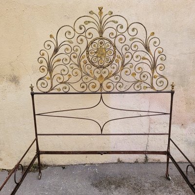 Letto Genova in ferro dipinto, larghezza 145 cm, inizio XIX secolo