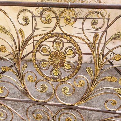 Letto Genova in ferro dipinto, larghezza 145 cm, inizio XIX secolo