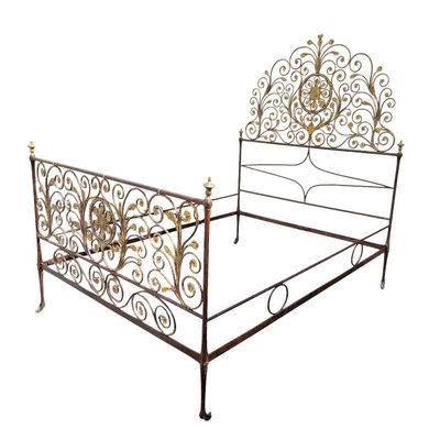 Letto Genova in ferro dipinto, larghezza 145 cm, inizio XIX secolo