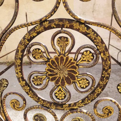 Letto Genova in ferro dipinto, larghezza 145 cm, inizio XIX secolo