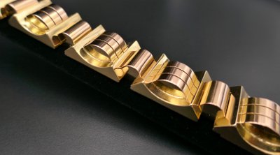 Bracciale Tank in oro rosa e giallo 18 carati, 105,25 grammi.