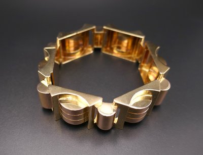 Bracciale Tank in oro rosa e giallo 18 carati, 105,25 grammi.