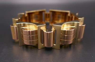 Bracciale Tank in oro rosa e giallo 18 carati, 105,25 grammi.