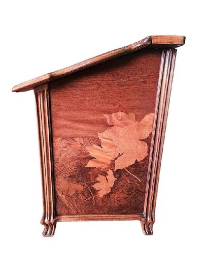 Cassapanca Emile Gallé Art Nouveau "Paesaggio invernale animato