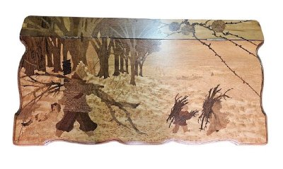 Cassapanca Emile Gallé Art Nouveau "Paesaggio invernale animato