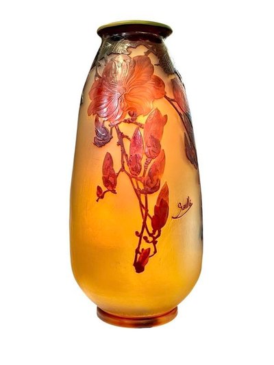 Emile Gallé Important Art Nouveau "Magnolias" Vase