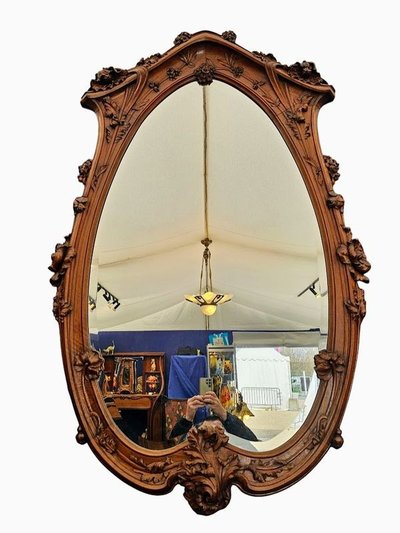 Art Nouveau Ecole de Nancy "aux Pavots" mirror