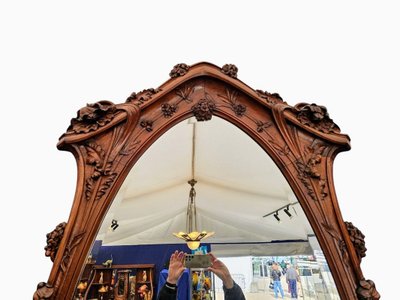 Art Nouveau Ecole de Nancy "aux Pavots" mirror