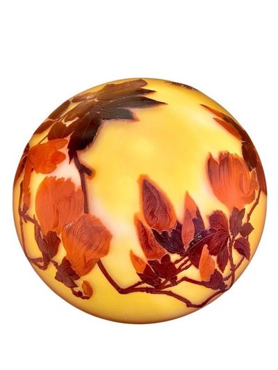 Lampada a fungo grande in stile Art Nouveau "Magnolias" di Emile Gallé